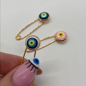 Evil Eye Pin Protection Baby cloth pink blue white